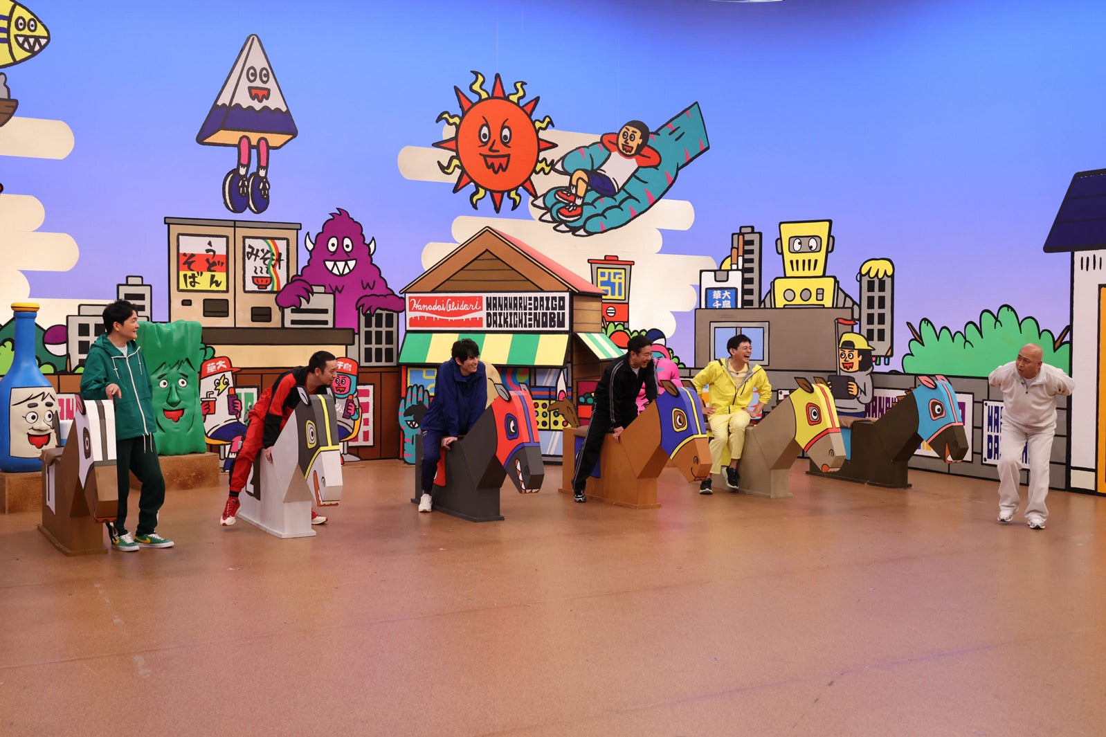 （左から）千鳥（ノブ、大悟）、博多大吉、渡辺隆、博多華丸、長谷川雅紀（C）カンテレ