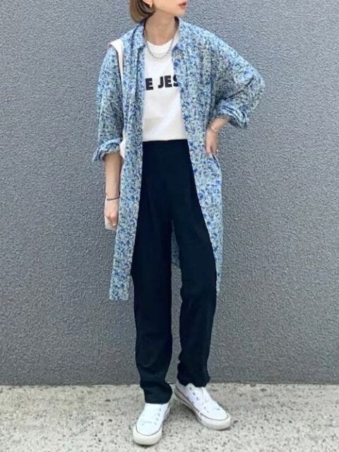 シャツワンピ　コーデ