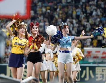背中に「笑笑」のネームも 美女6人が甲子園来場 SNS沸く「可愛いすぎんか」「皆様ありがとう」