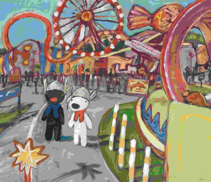 フォトスポットに使われるデザイン 絵本「リサとガスパール ゆうえんちへいく」より(C)2018 Hachette Livr