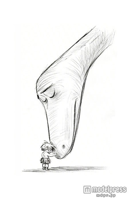 ピーター・ソーン 《スポットとアーロ》『アーロと少年』（2015年）　複製（鉛筆／紙）（C）Disney／Pixar