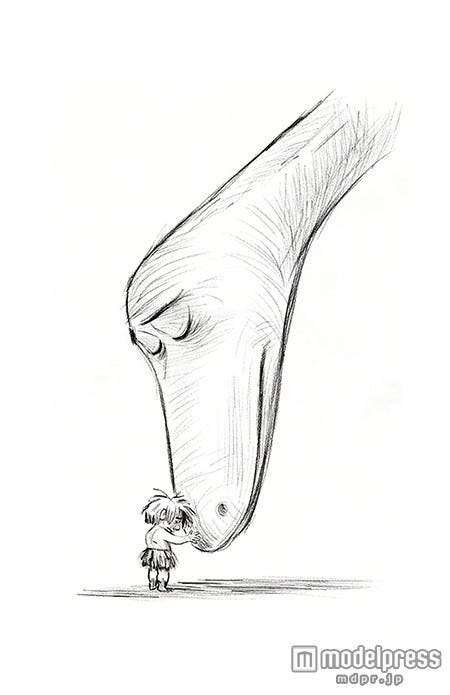 ピーター・ソーン 《スポットとアーロ》『アーロと少年』(2015年) 複製(鉛筆/紙)(C)Disney/Pixar