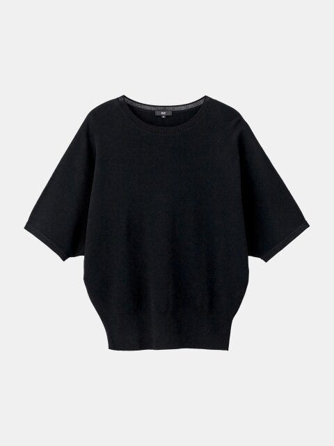 PLSTのUVカットレーヨンブレンドシアーネックセーター