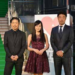左から：EXILE・MATSU（松本利夫）、女優の宮崎香蓮、内片輝監督
