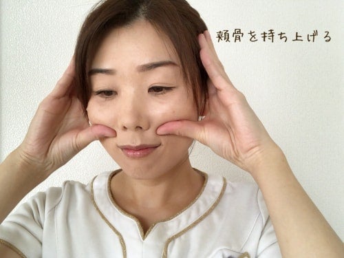 頬骨を持ち上げる図