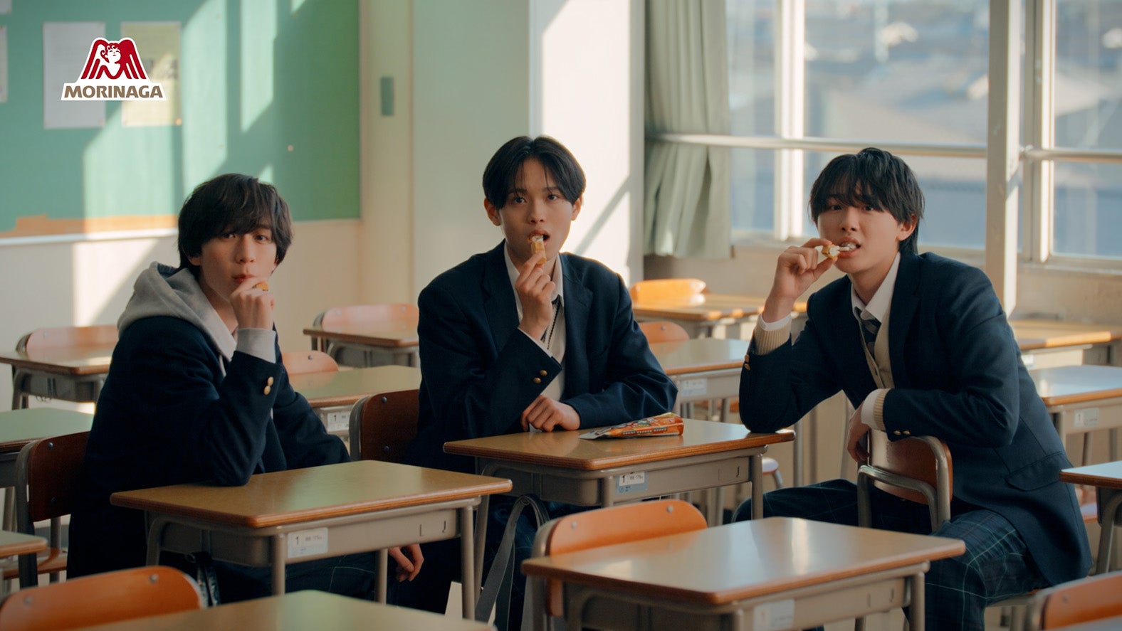 関西ジュニア・永岡蓮王、伊藤篤志、渡邉大我、新WebCMで「チョコモナカジャンボ」頬張る フレッシュな制服姿披露