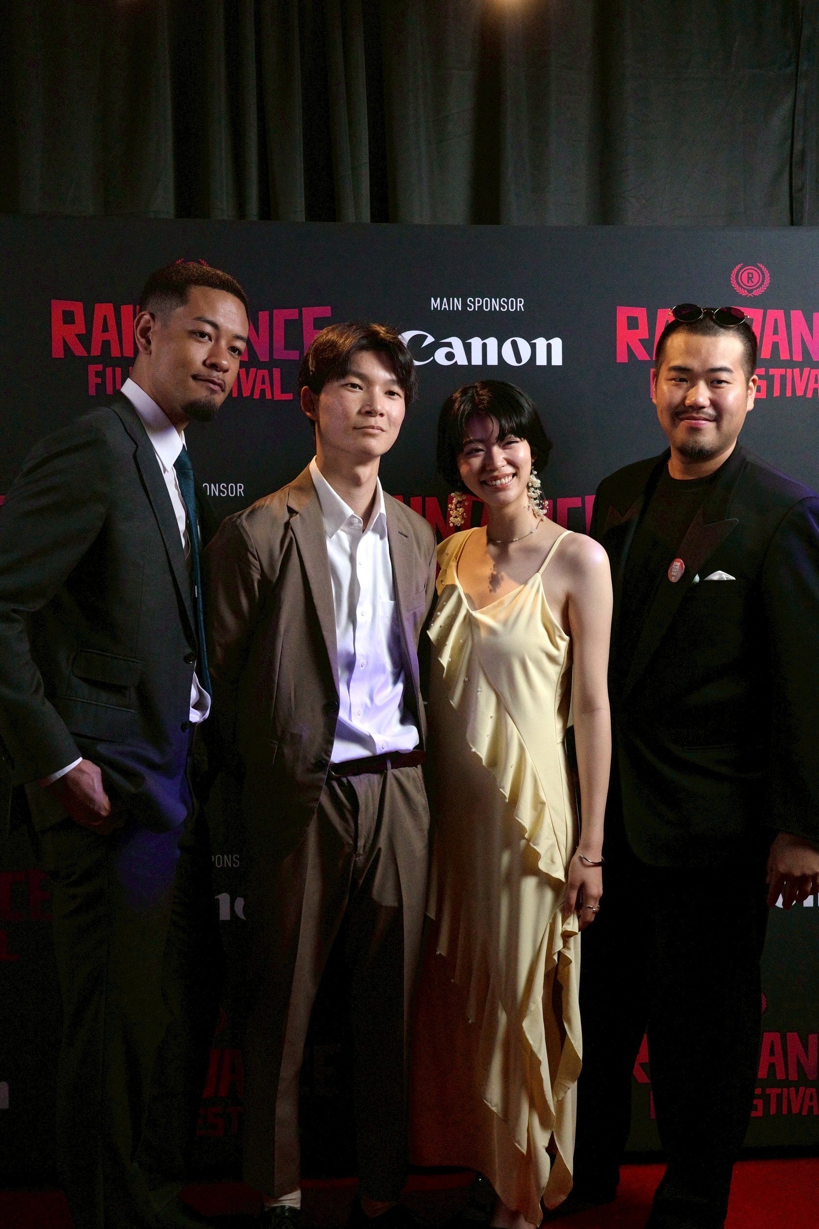 レインダンス映画祭に登壇した（左から）廣中太河、清水友翔監督、葵うたの、田中光輔（提供写真）