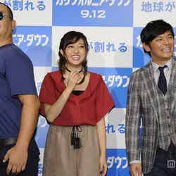 （左から）TKO・木下隆行、菊地亜美、ますだおかだ・岡田圭右