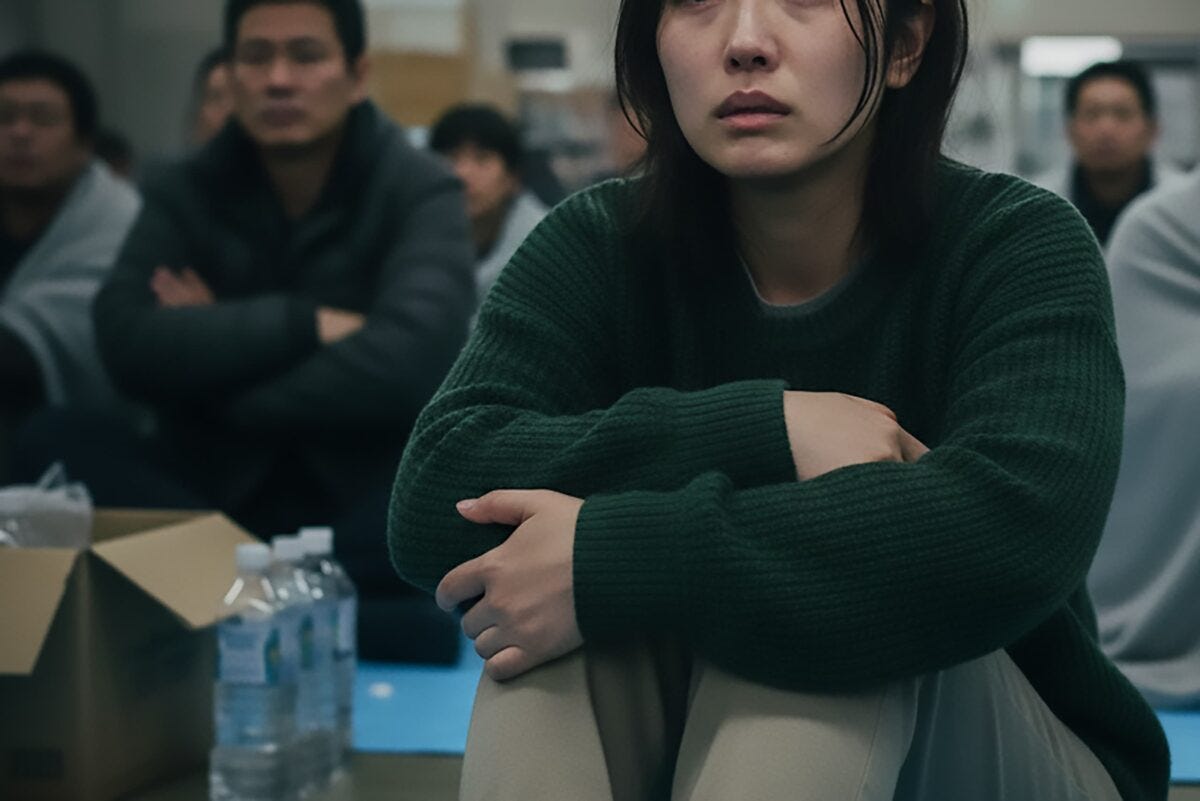 災害で被災した女性のイメージ