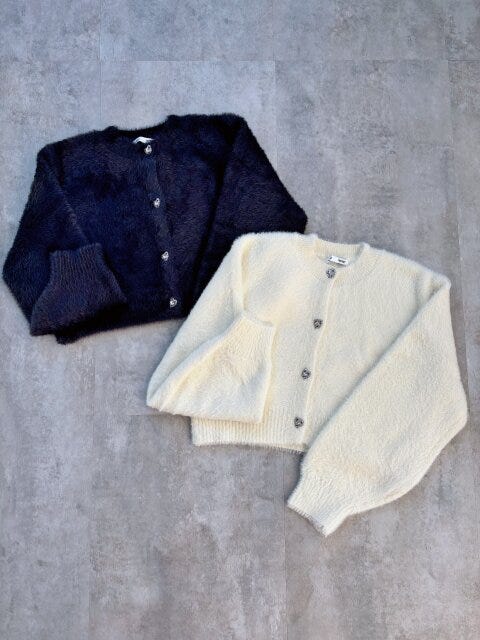 GUシャギーニットハートビジューボタンカーディガン GUシャギーニットハートビジューボタンカーディガン