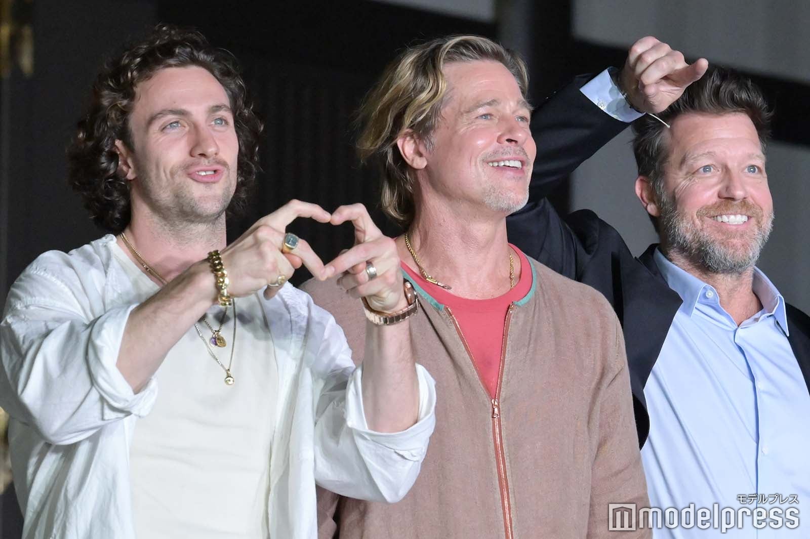 アーロン・テイラー＝ジョンソン、ブラッド・ピット、デヴィッド・リーチ監督 （C）モデルプレス