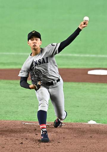 ドラフト候補の関大・米沢が初の全国で10K、8回3安打無失点！圧巻の5者連続三振「自信のある真っすぐでしっかり押せた」 阪神は7人体制で視察