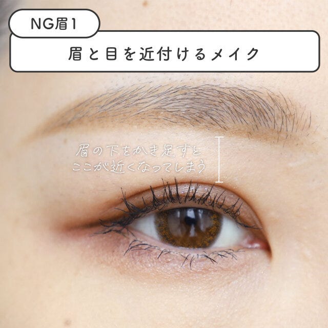 目と眉を近づけて描くのは古い