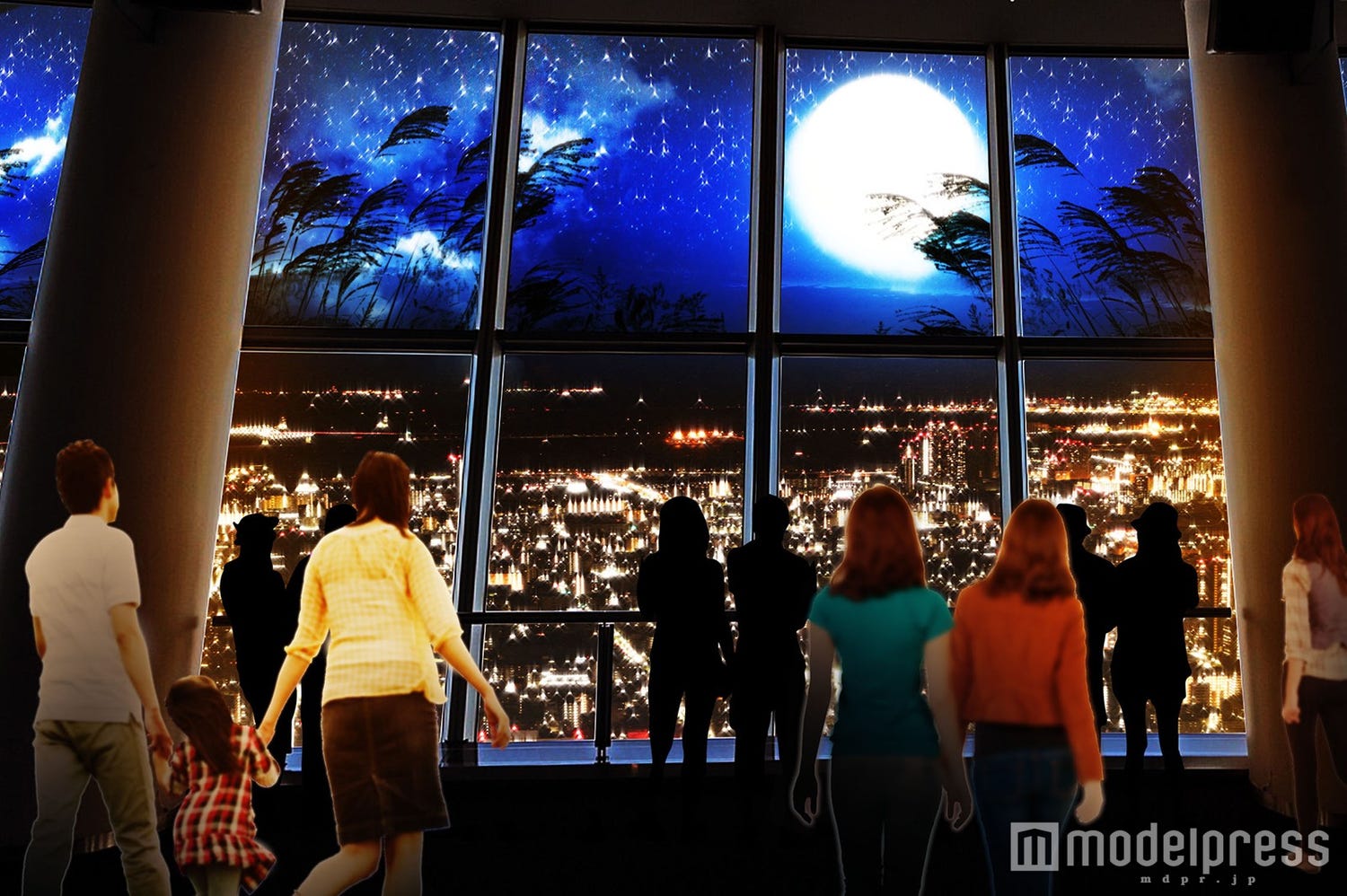 東京スカイツリー、“中秋の名月”と夜景のコラボ演出が神秘的