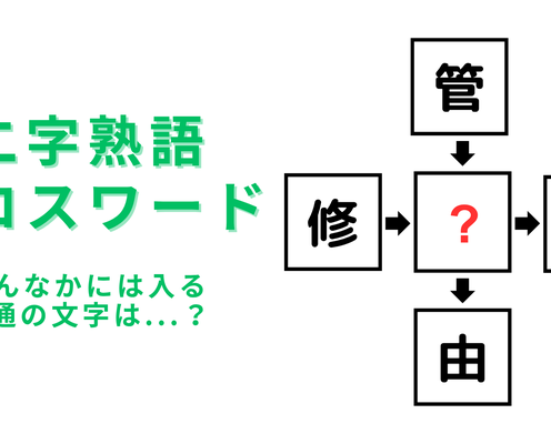 【二字熟語クロスワード】真んなかに入る漢字は?これは初級レベル!