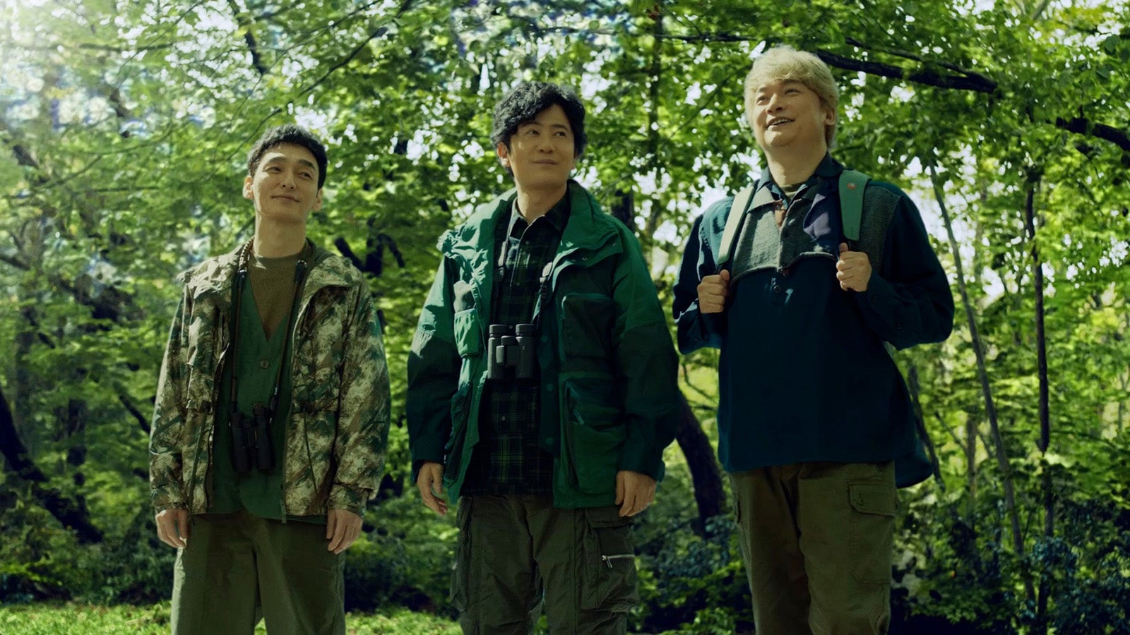 草なぎ剛、稲垣吾郎、香取慎吾／新CM「素晴らしい過去になろう 愛鳥活動 2024」篇より（提供写真）
