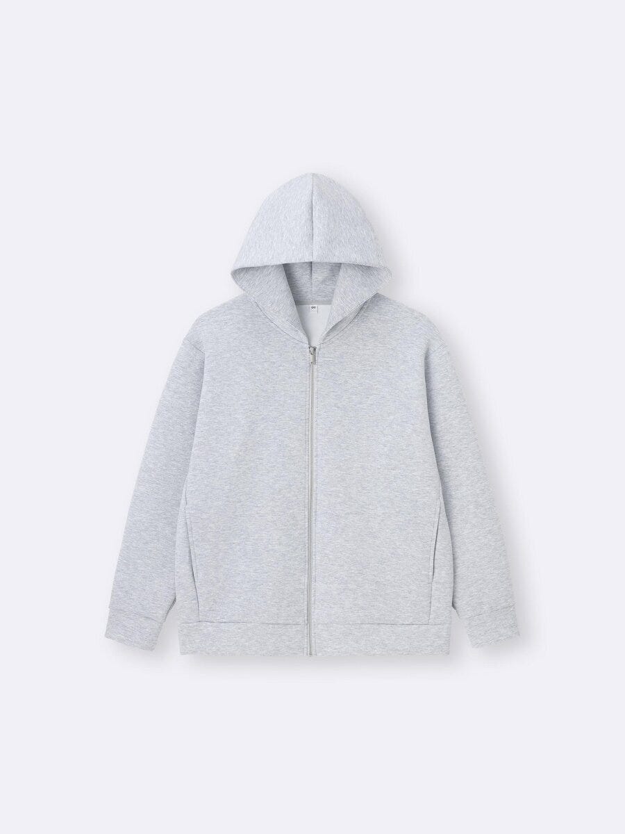 2026gu大人女性おすすめグレーパフスウェットフルジップパーカ