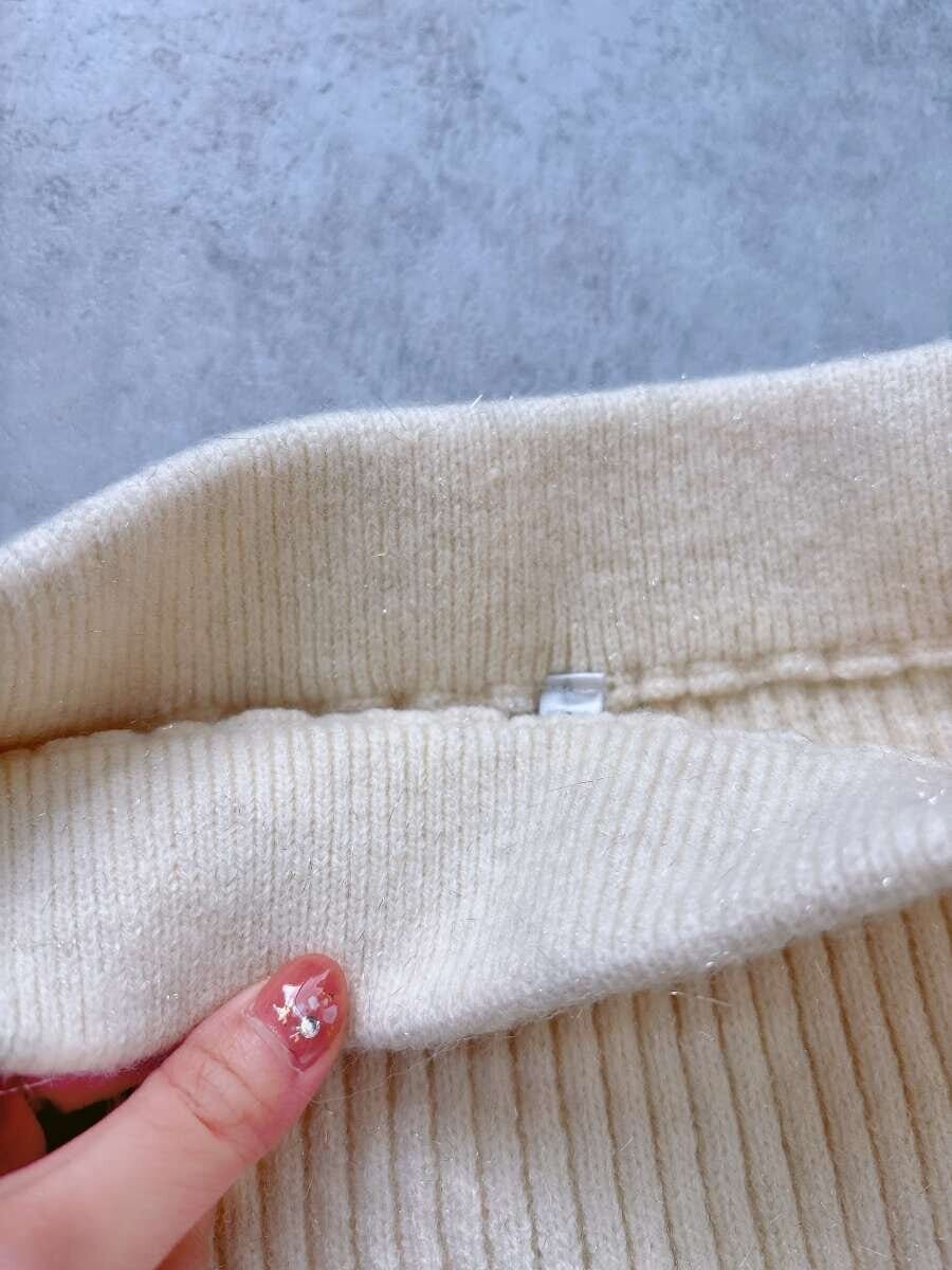 cocaラメニットセットアップ cocaラメニットIラインスカート ウエストゴム部分