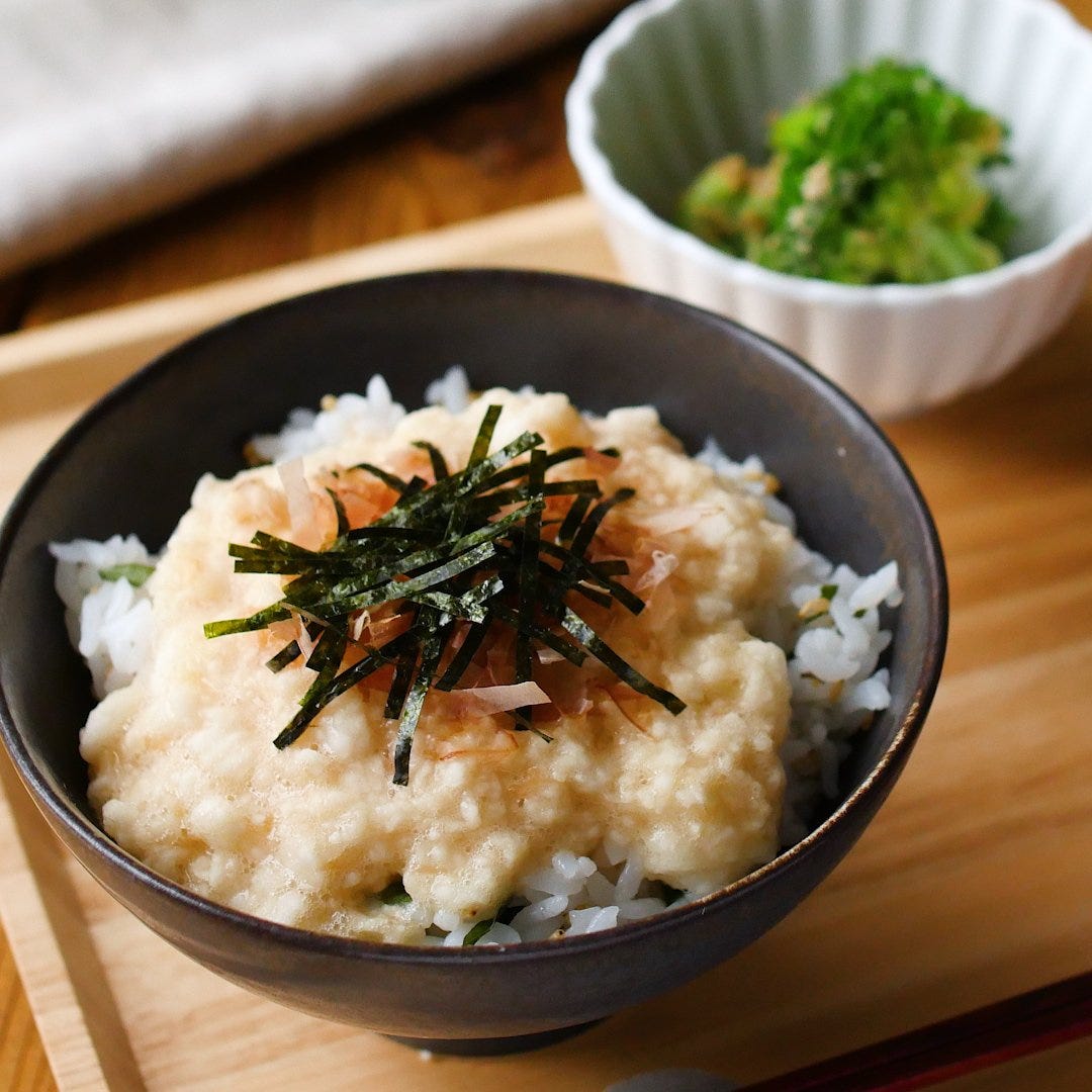 包丁いらず。梅しそとろろご飯
