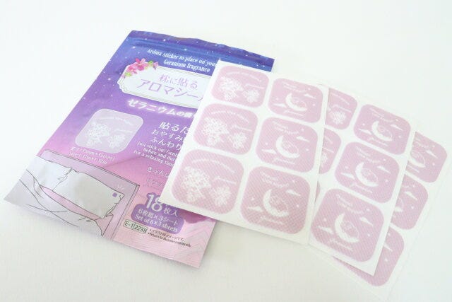 ダイソーの枕に貼るアロマシール（ゼラニウム、18枚）