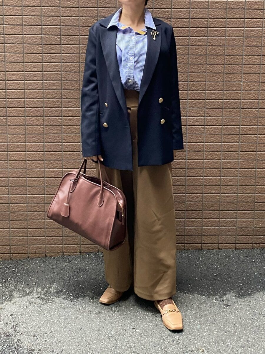 ストライプシャツコーデ1