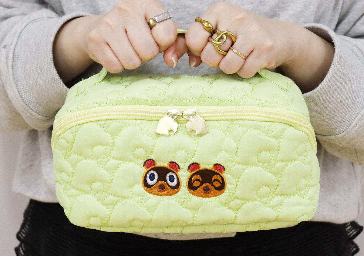 宝島社あつ森まめきちつぶきち大容量葉っぱ柄キルティングポーチ