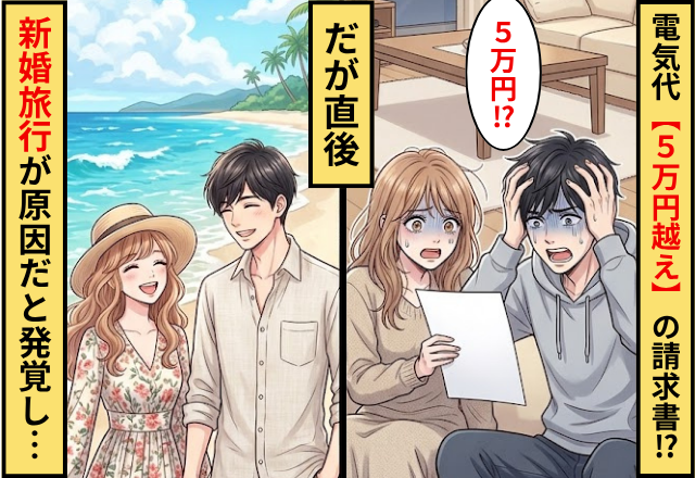 ある日…電気代【5万円越え】の請求書が！？だが直後⇒新婚旅行が原因だと発覚した話