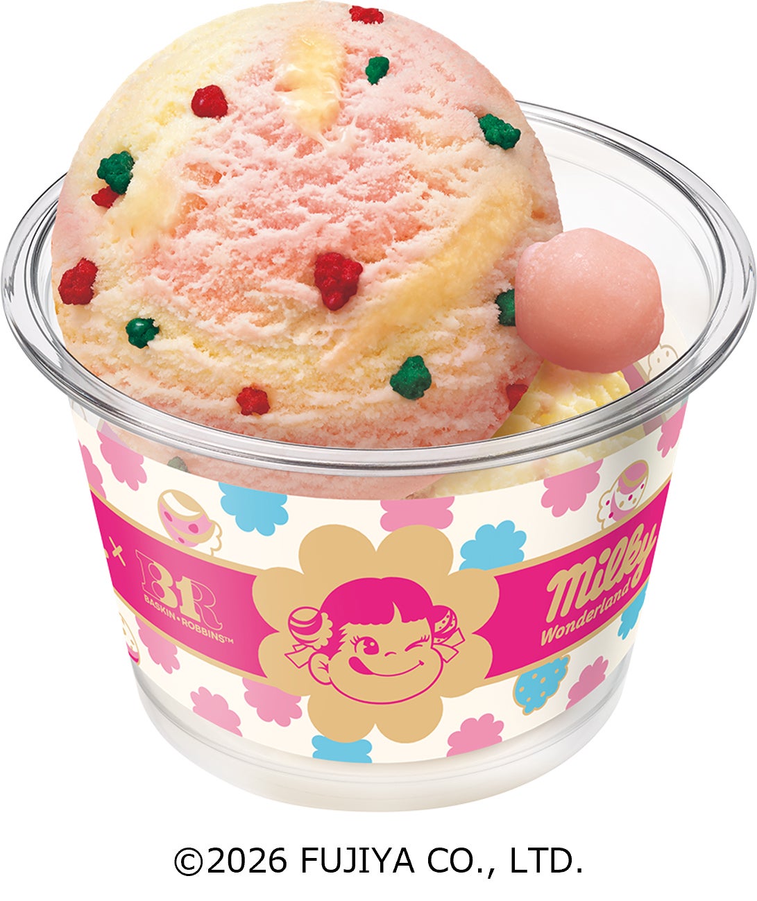 9月19日（土）～23日（水・祝）限定、ダブルカップにオリジナル生ミルキーをトッピング（C）2026 FUJIYA CO．，LTD．
