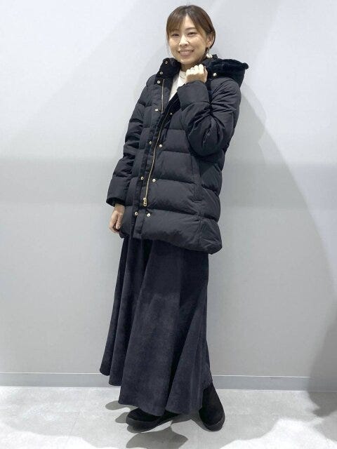 2025冬グローバルワーク黒ウツクシルエット撥水ダウンコート