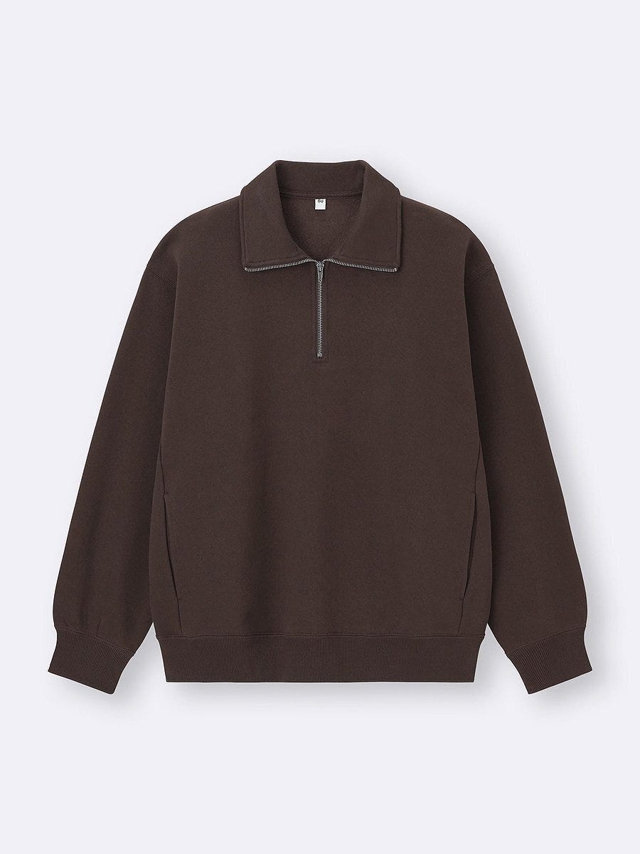 GU ヘビーウェイトスウェットハーフジッププルオーバー GUのヘビーウェイトスウェットハーフジッププルオーバー