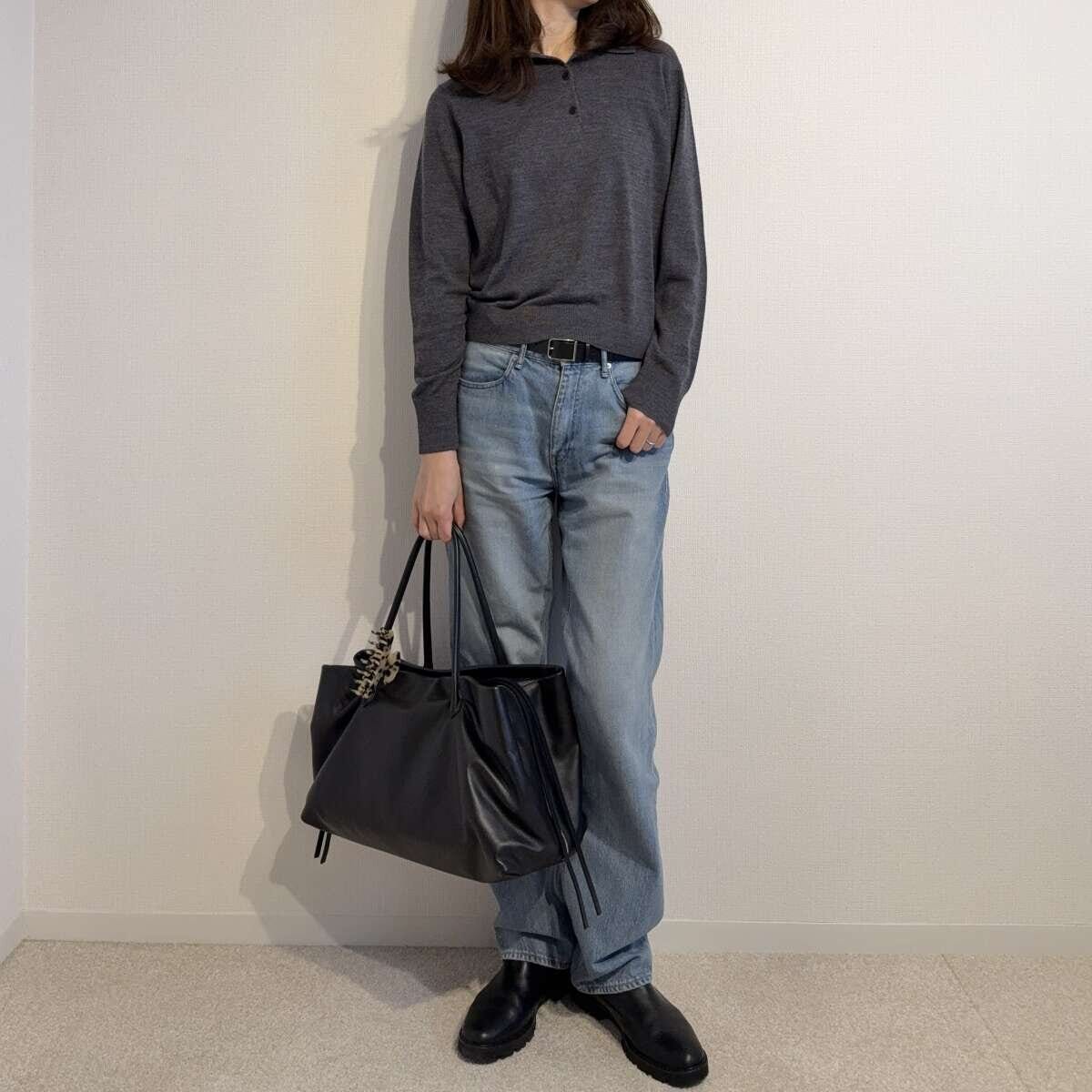 ユニクロメリノポロセーターとデニムコーデ