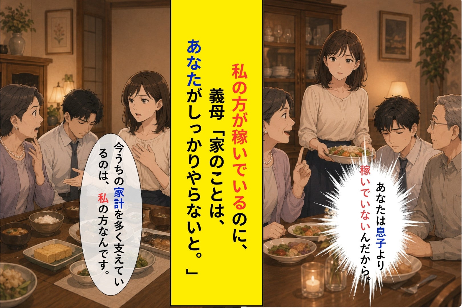 「あなたは息子より稼いでいないんだから。」義父と夫の前で話す義母→自分の稼ぎ事情を話した結果