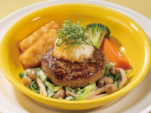 ガストのビーフ100%ねぎと大葉おろしの粗挽き肉厚ステーキ風ハンバーグ