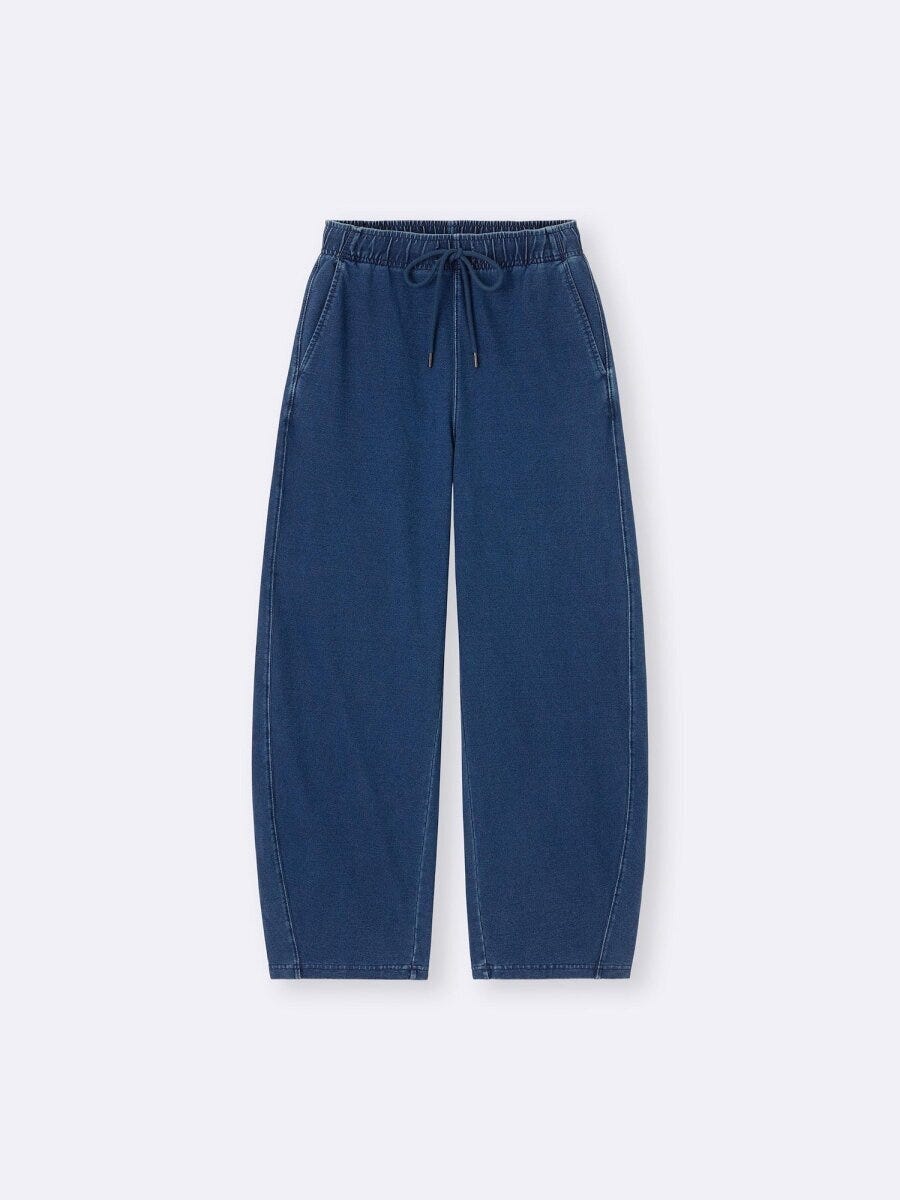 デニムスウェットバレルレッグパンツ 2026gu春値下げデニムスウェットバレルレッグパンツ