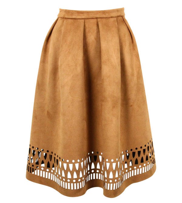 フェイクスエードパンチングフレアスカート「神戸レタス」2,990円(税込)/画像提供:神戸レタス