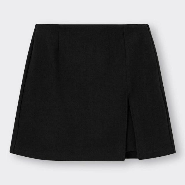 GU　ローウエスト起毛スリットミニスカート
