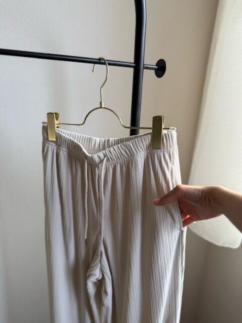 GU　リブプルオンパンツ（丈標準68.0～72.0cm）　NATURAL　両サイドにポケット付き