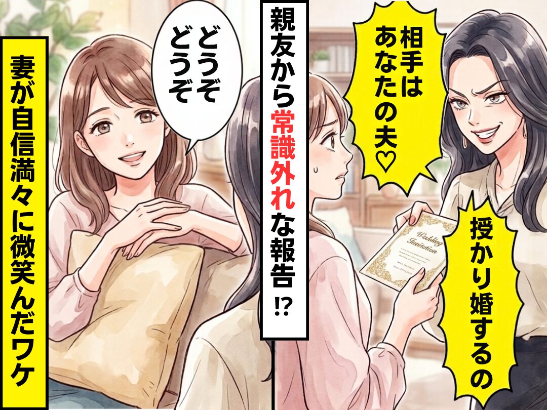 結婚式の招待状を持った親友が…「相手はあなたの夫♡」常識外れな報告。しかし⇒「どうぞどうぞ」妻が自信満々に微笑んだワケ