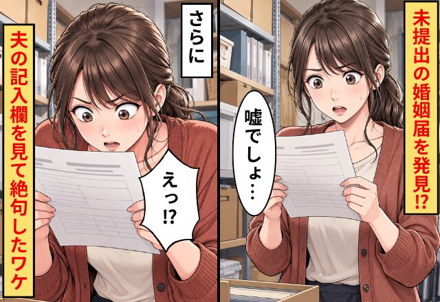 【結婚10年目】自宅から“未提出の婚姻届”を発見！？妻「嘘でしょ…」さらに⇒妻「えっ！？」夫の記入欄を見て絶句したワケ