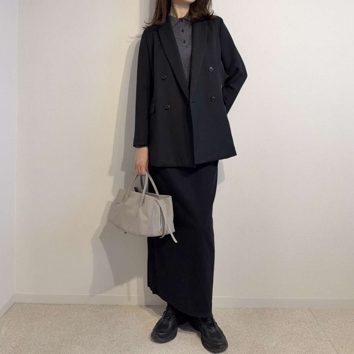 ユニクロメリノポロセーターのジャケットコーデ