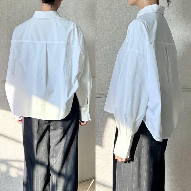 PLSTタイプライタークロップドシャツ PLSTタイプライタークロップドシャツMサイズの着丈