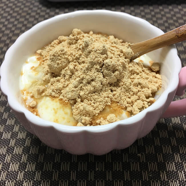 おすすめは、ヨーグルト＋きな粉！
