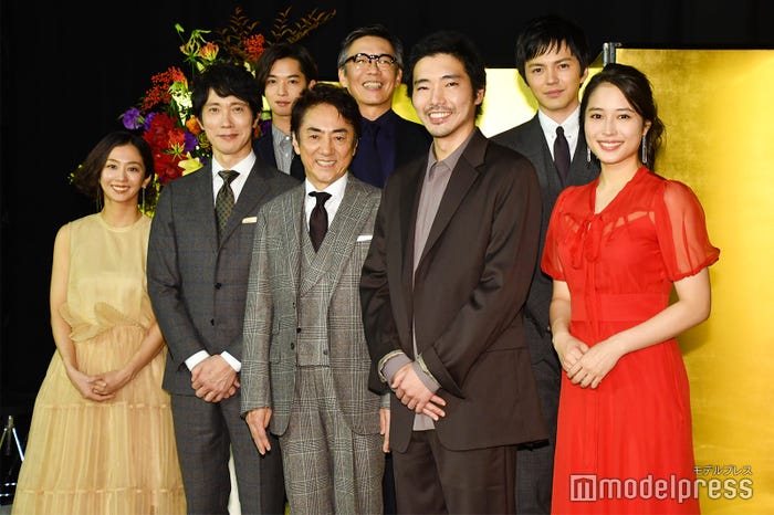 前列左から:優香、佐々木蔵之介、市村正親、柄本佑、広瀬アリス/後列左から:千葉雄大、生瀬勝久、林遣都(C)モデルプレス