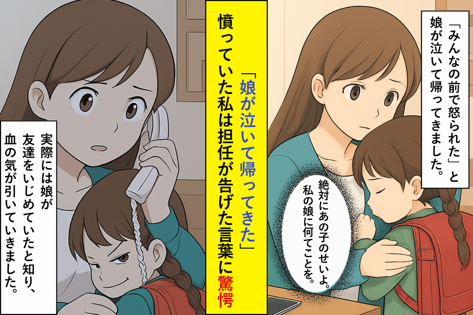 「娘が泣いて帰ってきた」あの子のせいだと決めつけた私に、担任が告げた事実