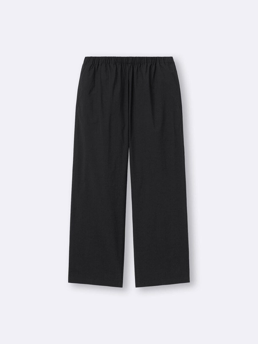 2026gu春大人女性おすすめ黒コットンブレンドストレッチイージーパンツ