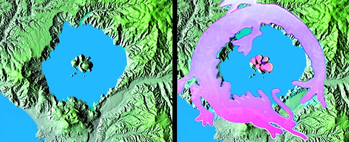 洞爺湖と中島の俯瞰（ふかん）図（出典：北海道パワースポット探訪）