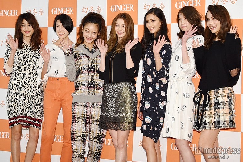 左から：絵美里、LIZA、西山茉希、香里奈、菜々緒、宮田聡子、伊藤ニーナ