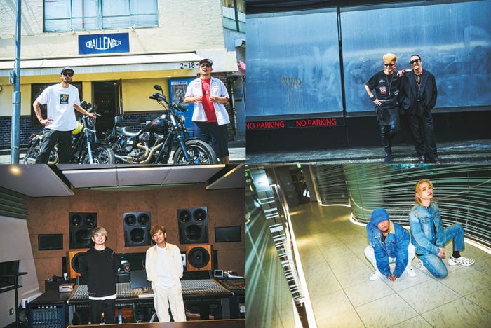 (上段左から)長瀬智也&RED RICE、若旦那&氣志團・綾小路翔(下段左から)SHOCK EYE&ポルノグラフィティ・新藤晴一、HAN-KUN&SKY-HI(提供写真)
