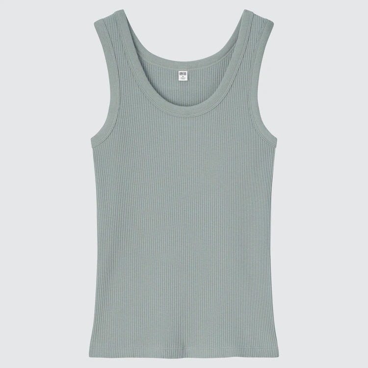 ユニクロ　uniqlo　レディース　アイテム　おすすめ　オススメ　トレンド　人気　コスパ　使える　おしゃれ　お洒落　オシャレ　2022　夏　ノースリーブ　リブタンクトップ　タンクトップ　リブ　グリーン