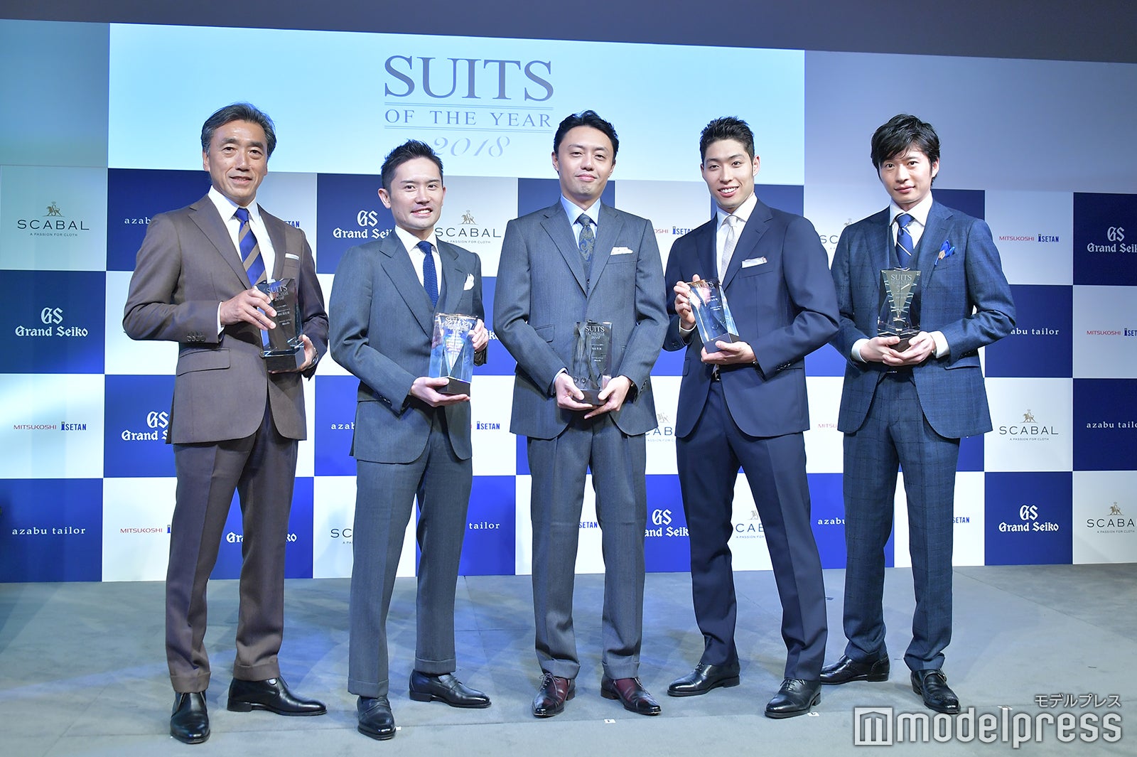 （左から）澤田貴司氏、甲斐真一郎氏、松尾豊氏、萩野公介選手、田中圭（C）モデルプレス